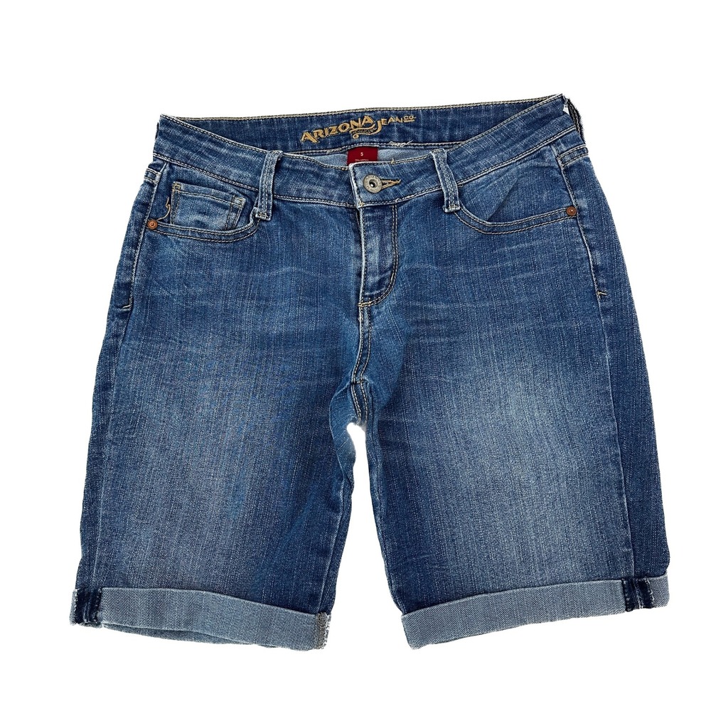Arizona Cuffed 9" Inseam Women's size 5 Dark Wash Blue Denim Jean Shorts
